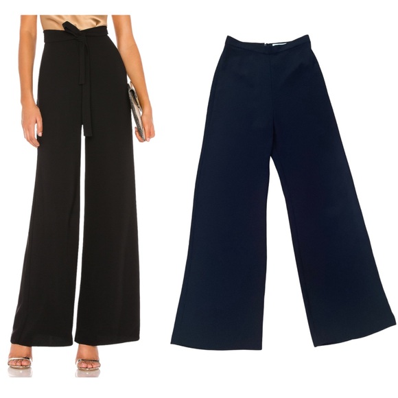 Amanda Uprichard Pants - Amanda Uprichard Black Flat Front Straight Pants Size S Hight Waist Wide Leg